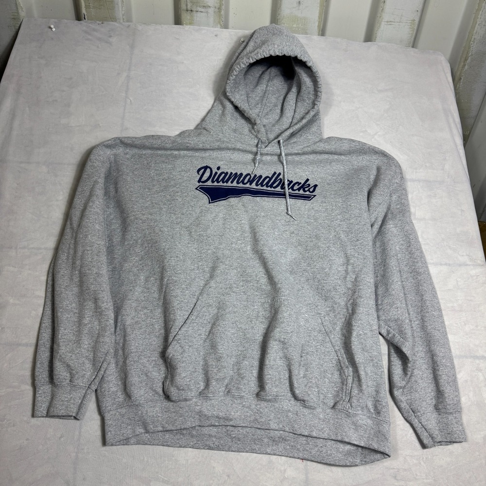 Gildan Mens Pullover‎ Hoodie Heather Gray Arizona Diamondbacks Logo Size 2XL